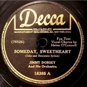 Jimmy Dorsey & His Orchestra Someday Sweetheart / Blue Skies Decca Shellac 10"